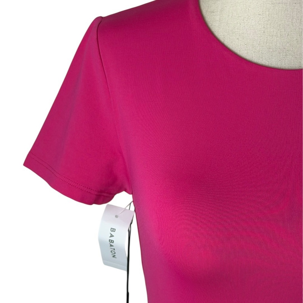 Babaton‎ Shirt Women Small Pink Contour Crew Ribcage Tee Crop Top NWT - Picture 5 of 13